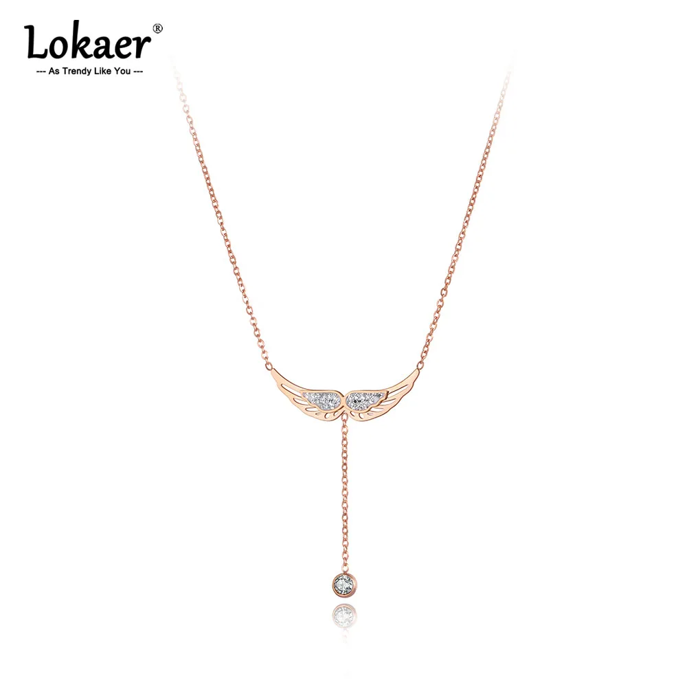 Lokaer мода кубического циркония Ангел ожерелье с крыльями ювелирные изделия