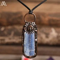 unique women necklace jewelry natural amethysts quartz black tourmaline stone leather necklace for women jewelry gift dropship