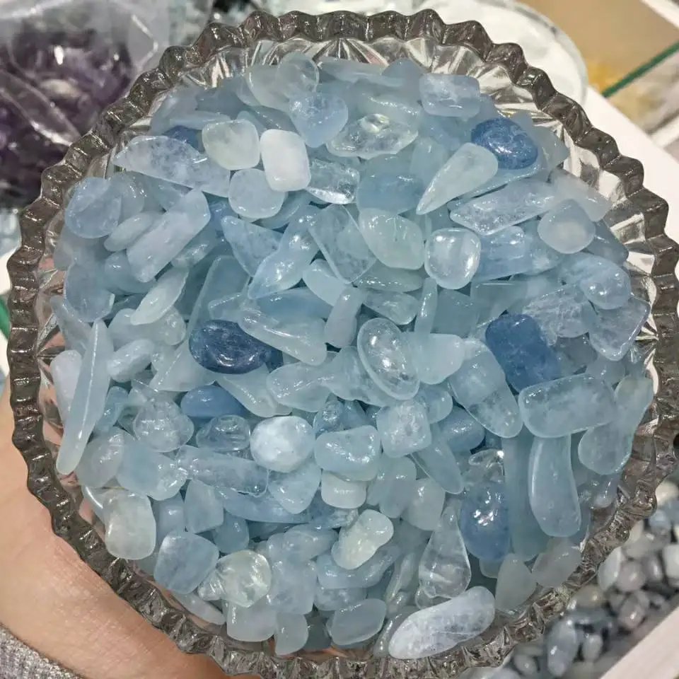 

Natural Aquamarine Quartz Gravel Crystal Stone Rock Chips Specimen Lucky Natural Stones and Minerals