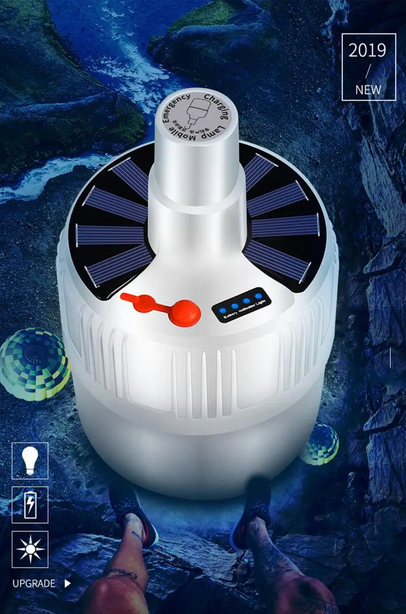 Светодиодная лампа на солнечной батарее переносной светильник для экстренного
