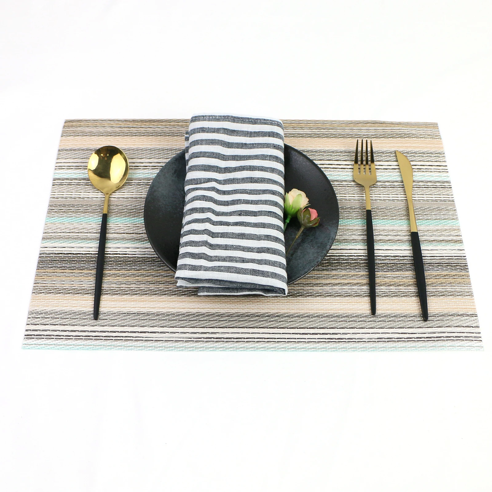 Servilletas de cena de 40x40cm, paquete de 4 telas suaves de lino puro prelavadas para mesa, decoraci&oacute;n de fiesta de c&oacute;ctel a rayas-2