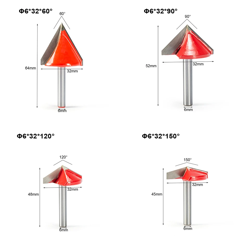 2шт 6 мм V Bit CNC твердосплавная Концевая фреза 3D фрезы для дерева вольфрама