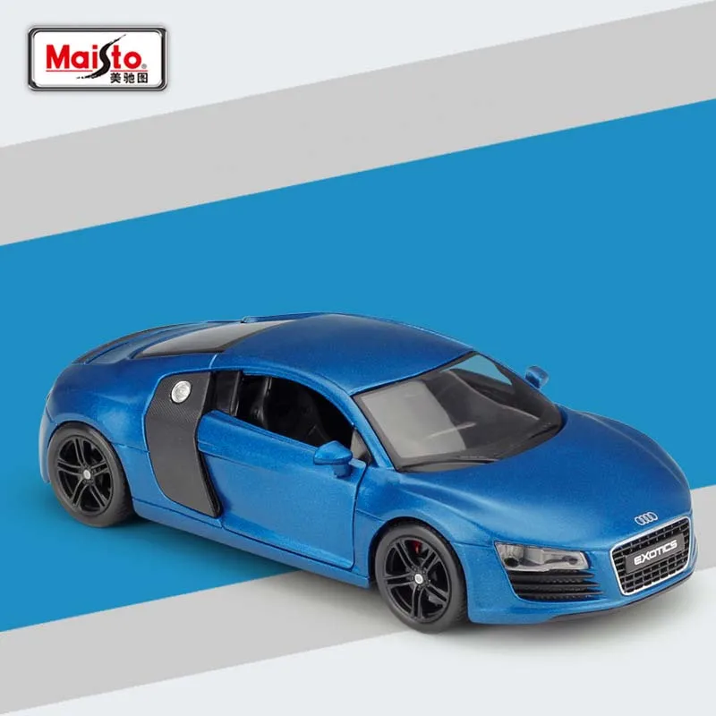 Модель автомобиля Maisto Audi R8 1:24 литой под давлением игрушка черного и синего цвета