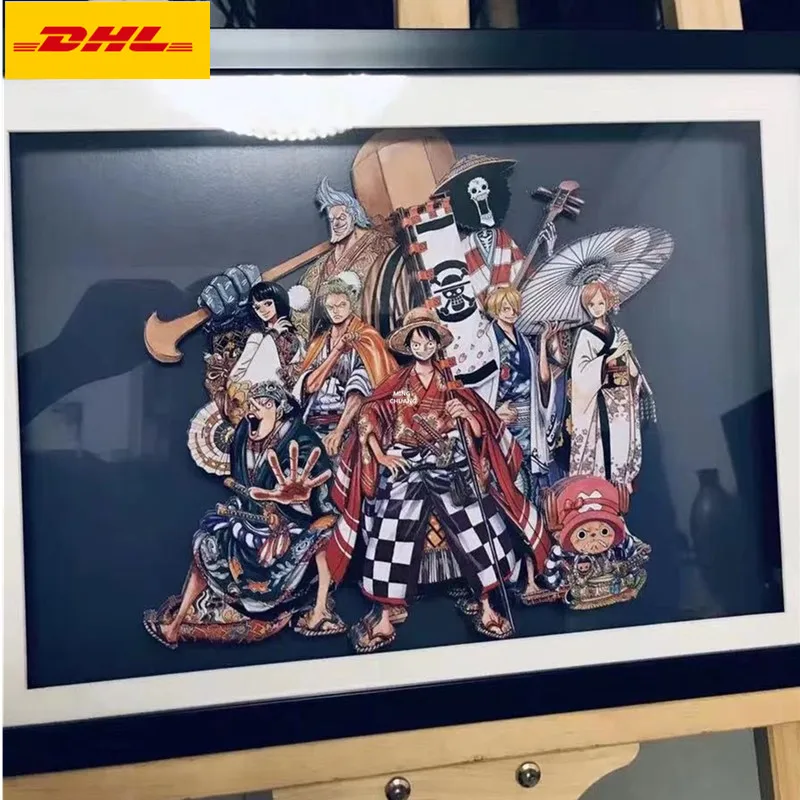 Экшн-фигурки из аниме один кусок и Королевство 3D картинки ручной работы с рамкой