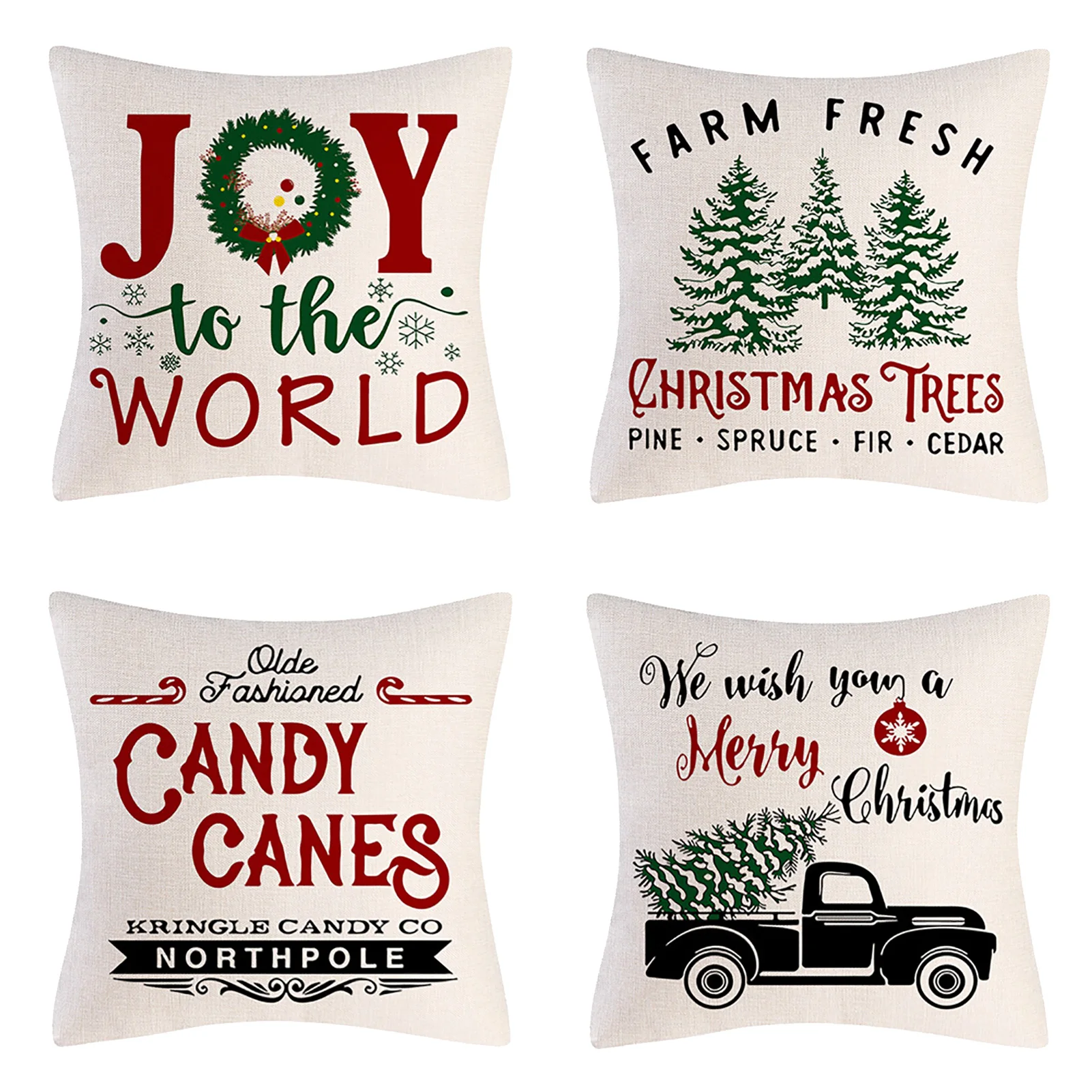 

4 шт., декоративные Квадратные наволочки на рождественскую подушку с принтом