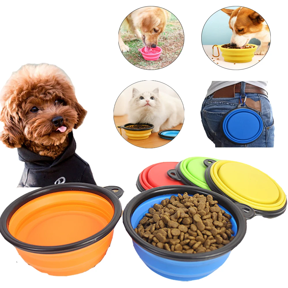 

Pet Dog Bowl Foldable Eco Silicone Bowl for Dogs Outdoor Food Water Feeder Travel Portable Feeding Bowls Pet Cat Dog Accessories