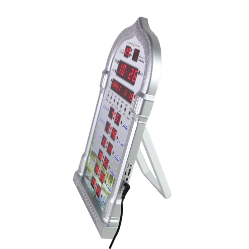 

Islamic Muslim Prayer Mosque Azan Calendar Worship Alarm Clock Church Perpetual Calendar Floor Clock with Remote Control EU Plug