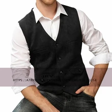 Men's V-Neck Suit Vests Fashion Formal Slim Fit Business Dress Vest Waistcoat (4)