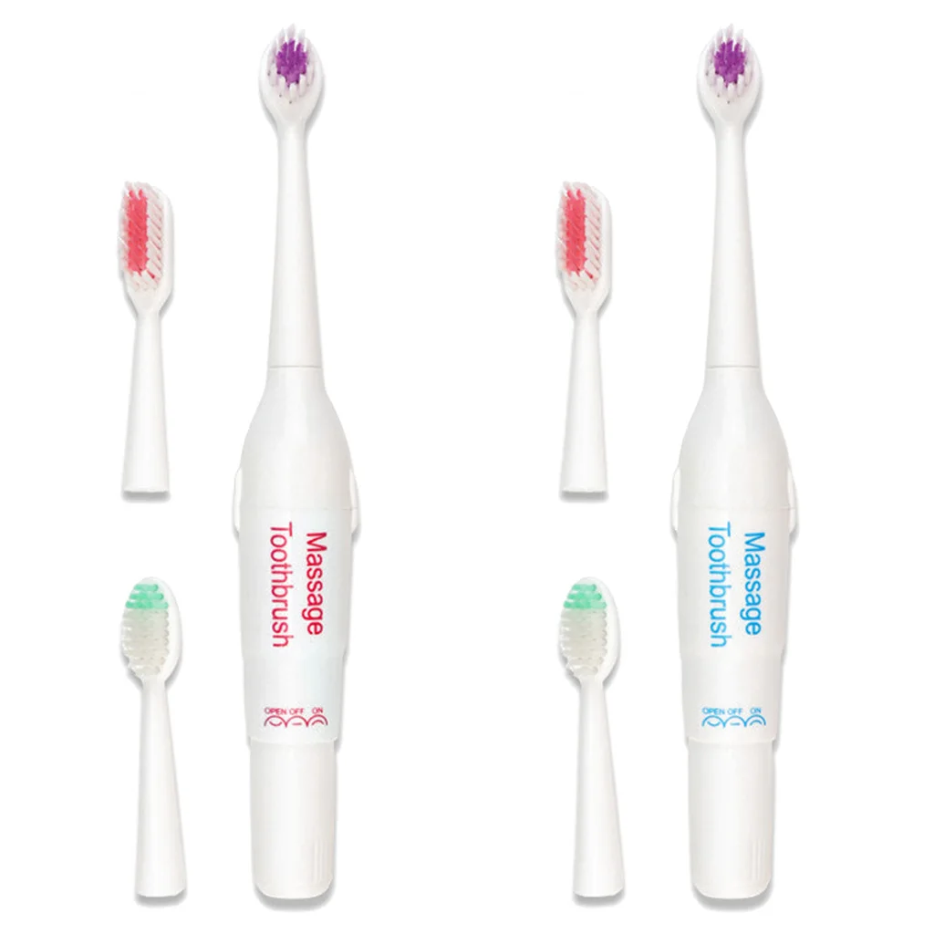 2021 New Adults Electric Massage Toothbrush 3 Head Replacement Battery Operated Portable Random Color | Бытовая техника