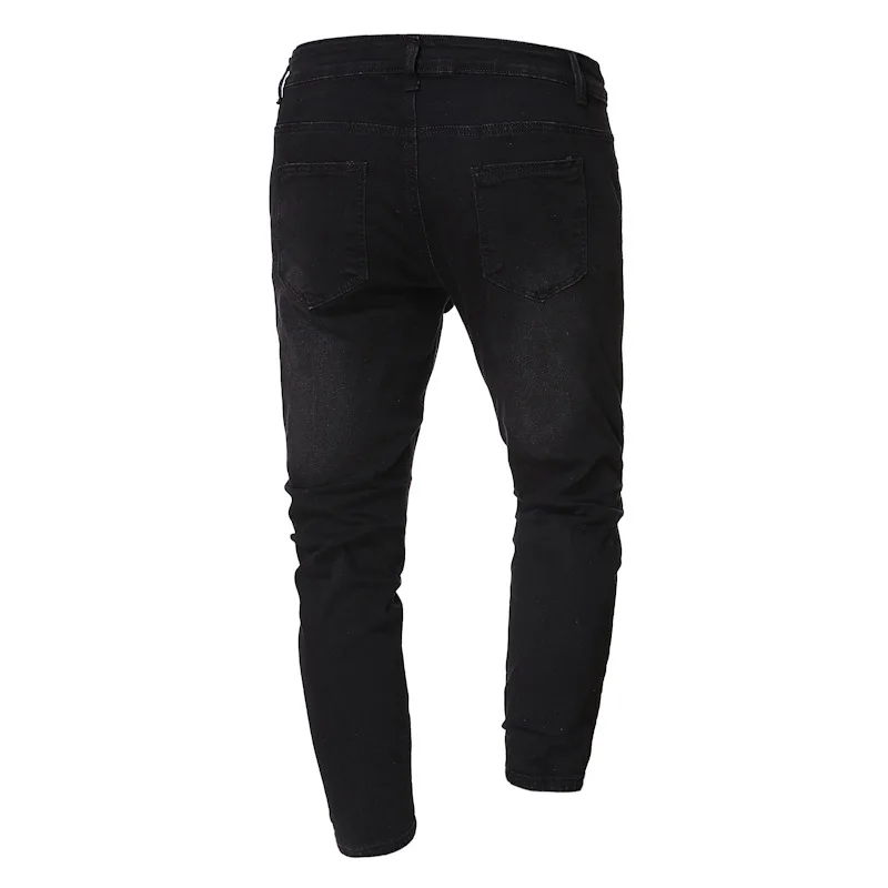 

2021 men's new hip hop jeans knee-length print foot zipper personality slim jeans men