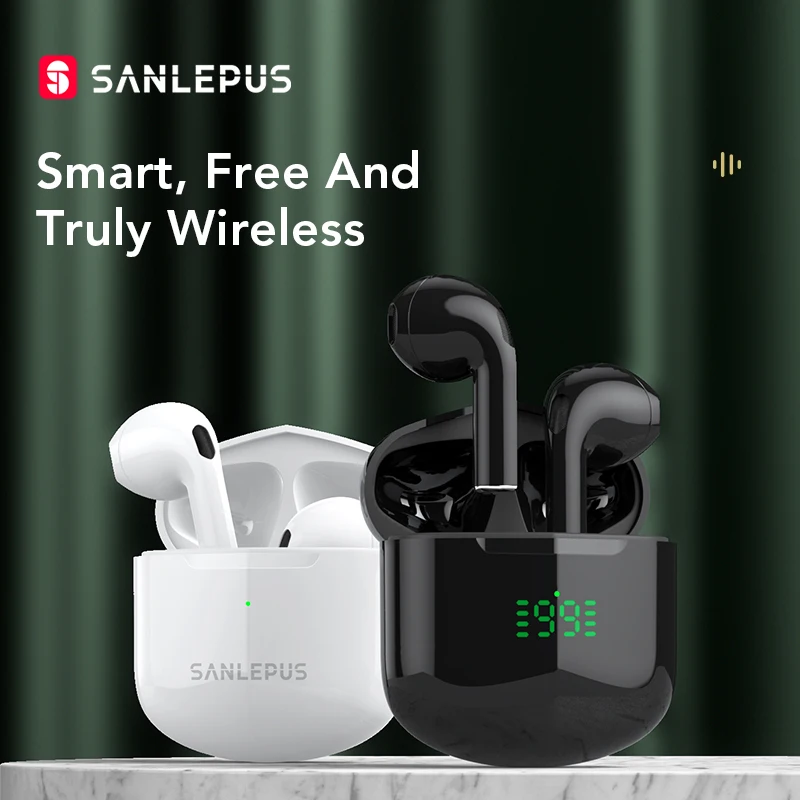 sanlepus se12 pro earphones bluetooth wireless headphones tws gaming headset hifi stereo earbuds with mic for iphone android free global shipping