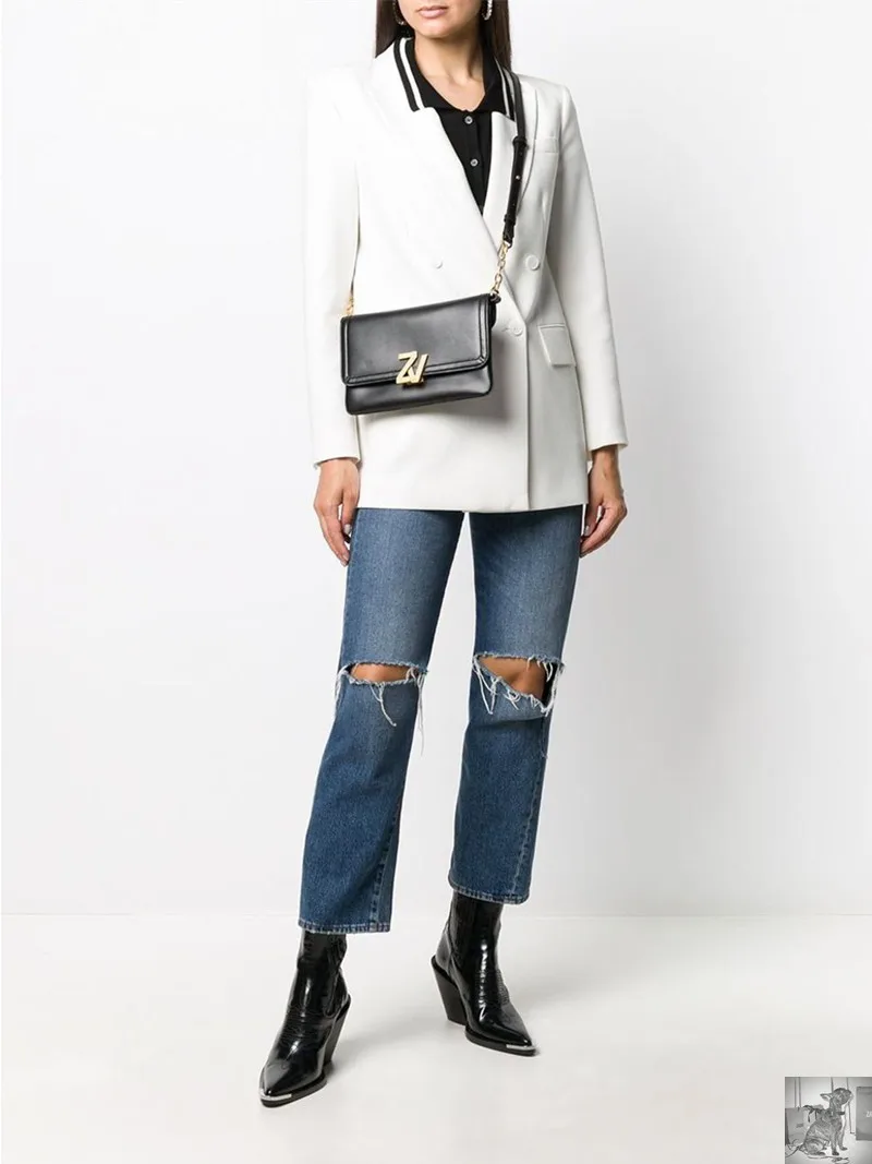 

Женская сумка на одно плечо, модная индивидуальная черная сумка из натуральной кожи с украшением крыльями