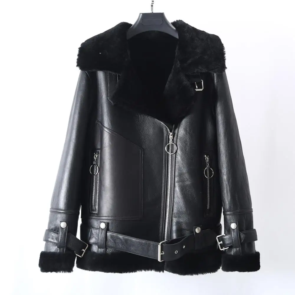 2022 Winter Black Winter Short Jacket Women Real Fur Coat Lamb Natural Women's Coat Sheep Fur Genuine Leat Outerwear Streetwear