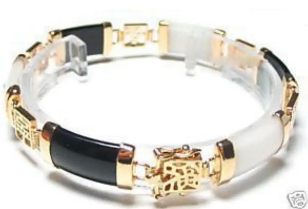 Горячая Распродажа изысканный черный белый браслет из натурального камня