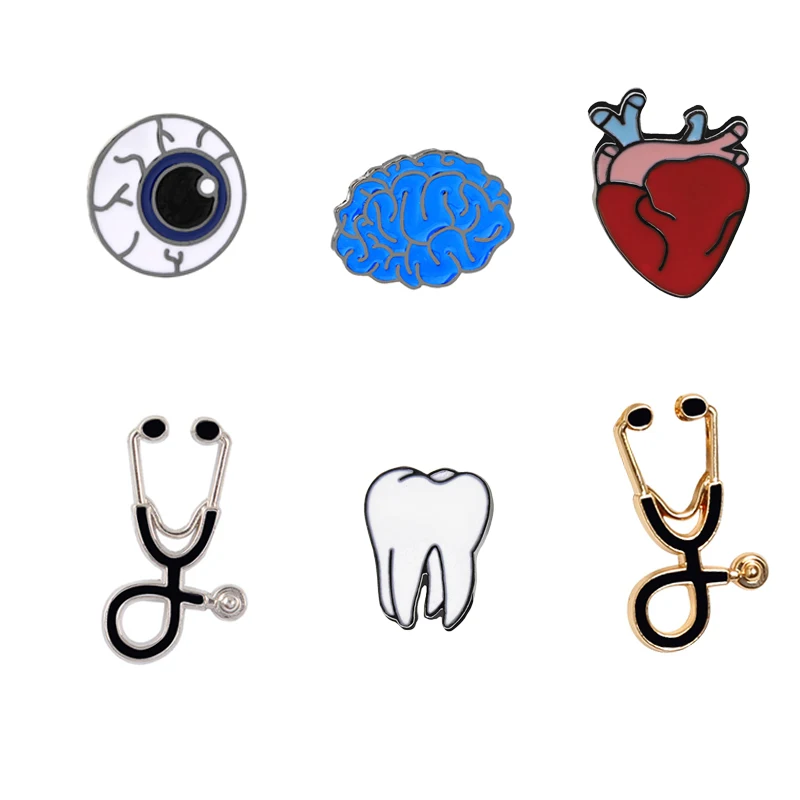 1 шт. броши для человеческого тела штифты отворотом глаза мозга стетоскоп