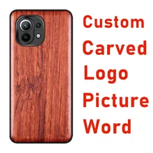Elewood Custom 3D Carved Picture Wood Cases Luxury TUP Soft-Edge Cover Wooden Accessory Thin Shell Protective Xiaomi Phones Hull