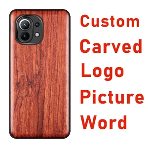 elewood custom 3d carved picture wood cases luxury tup soft edge cover wooden accessory thin shell protective xiaomi phones hull free global shipping