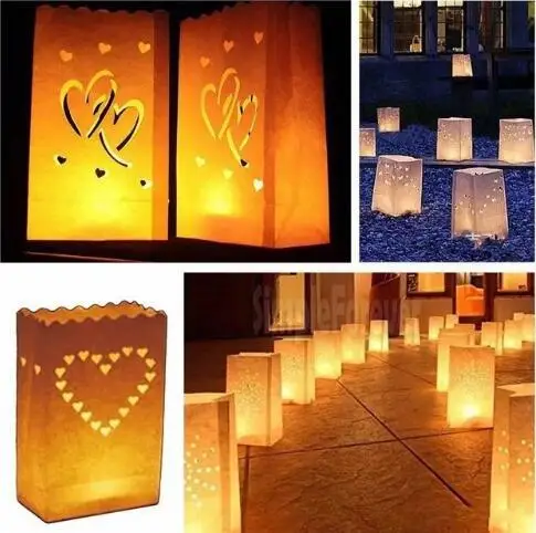 

Heart Light Holder Luminaria Paper Lantern Candle Bag for Party Home Outdoor Wedding Decoration 1500pcs/lot