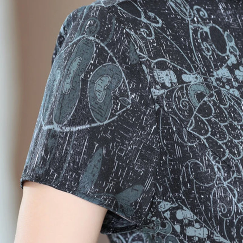 

Mom summer Dress Noble Elegant Ladies Dress Retro Loose Vestidos Fashion Print Celebrity Style L234