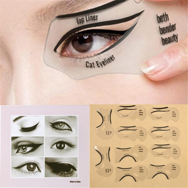 Eyeliner Stencils Winged Eyeliner Stencil Models 10pcs Template Shaping Tools eyeliner stencil images - 6