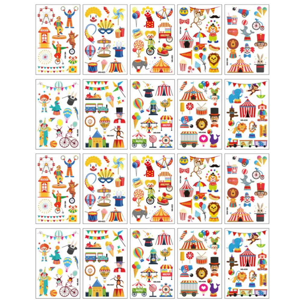 1 комплект 20 шт наклеек детский парк развлечений клоун цирковая тематика