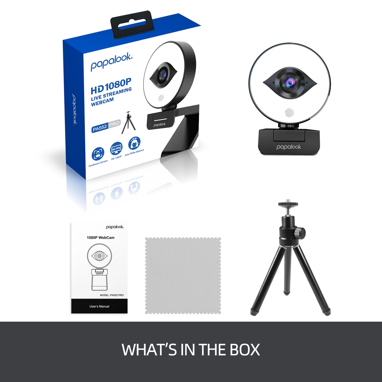 Веб-камера FHD 60FPS 1080P с кольсветильник кой веб-камера PAPALOOK PA552 PRO USB2.0 автофокусом