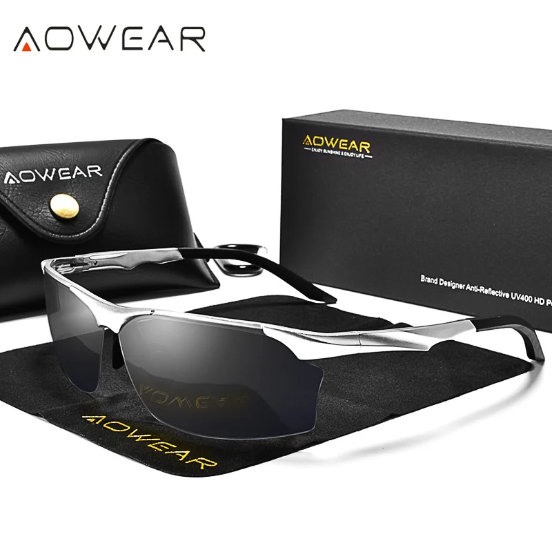 

AOWEAR Aluminum HD Polarized Luxury Sunglasses for Men Fashion Travel Sport Outdoor Rimless Sun Glasses Male Oculos Gafas De Sol
