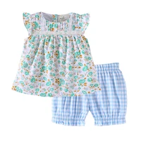 jumping meters 2021 new floral girls summer clothing sets with flowers print fashion childrens outfits hot selling kids suits