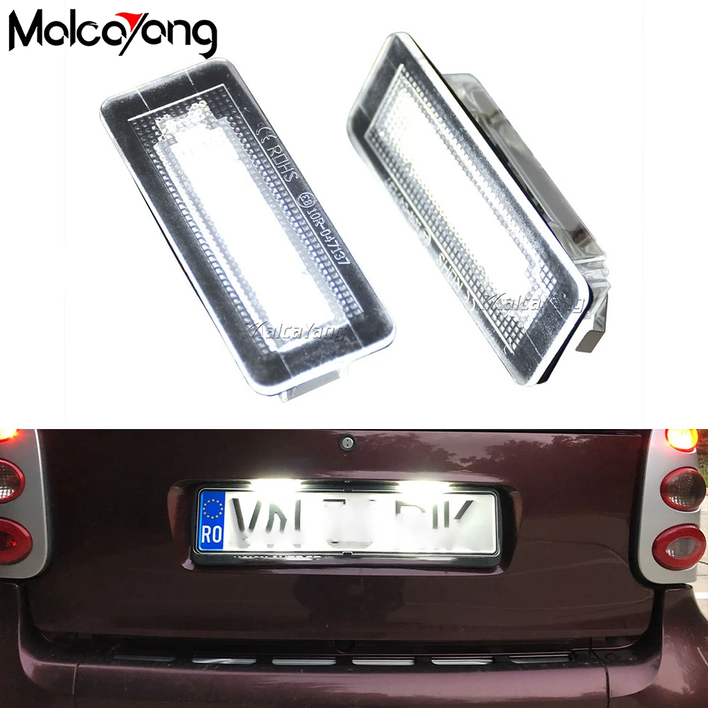 

2X 18 SMD Error Free LED License Plate Number Light Lamp For Benz Smart Fortwo Coupe Convertible 450 451 W450 W453 Car Styling
