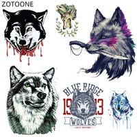 zotoone wolf head patch ironing applique cartoon animal stickersfor clothing thermo transfers for kids boy patches for t shirt d
