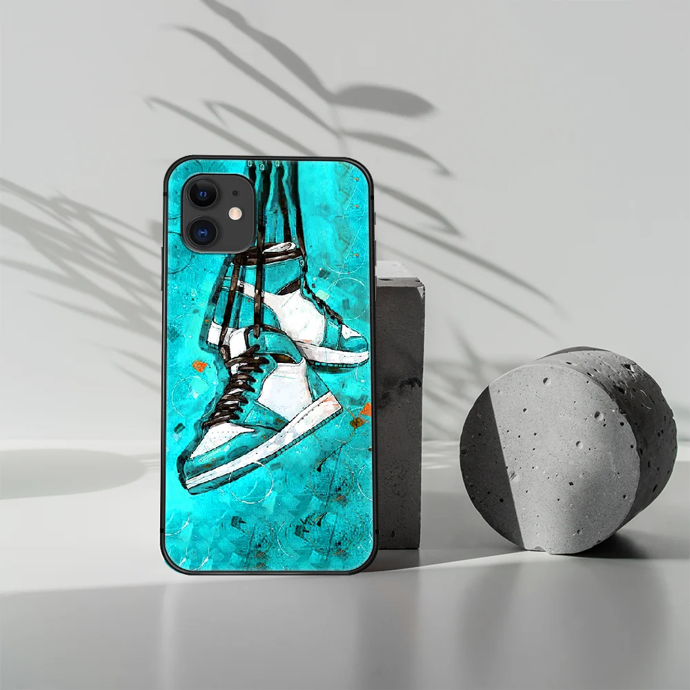 

Art sneakers shoe Phone Case Cover Hull For iphone 5 5s se 2020 6 6s 7 8 12 mini plus X XS XR 11 PRO MAX black Cell Silicone