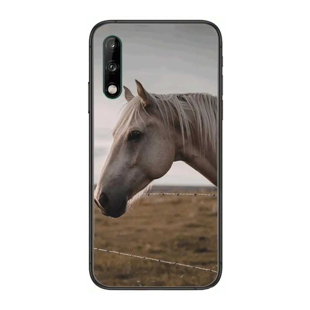 

Horse animal painting Clear Phone Case For Huawei Y 5 6 7 8 9 A P S Pro 2020 2019 Black Etui Coque Hoesjes Comic Fashion