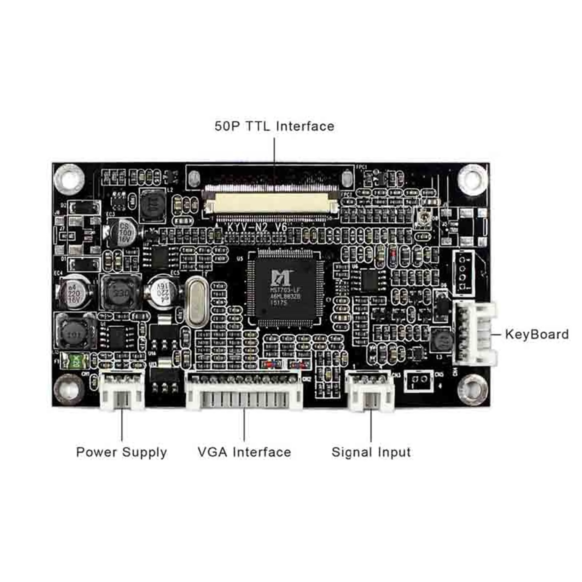 Плата контроллера VGA + AV Φ V1 для 7-дюймовой ЖК-панели A070SN02 800x60 0 |