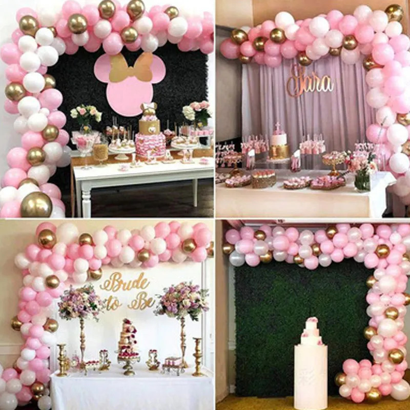 

New Circular Decor House Pink White Party Decoration Elegant Birthday Baloon Set