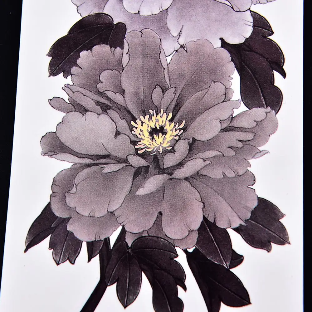 Искусственная Временная тату-наклейка Китай пион цветок руки водонепроницаемый