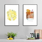Декоративная картина в виде лимонного напитка в ресторане, скандинавские Мультяшные холщовые постеры и принты, домашняя кухня, декоративные настенные картины