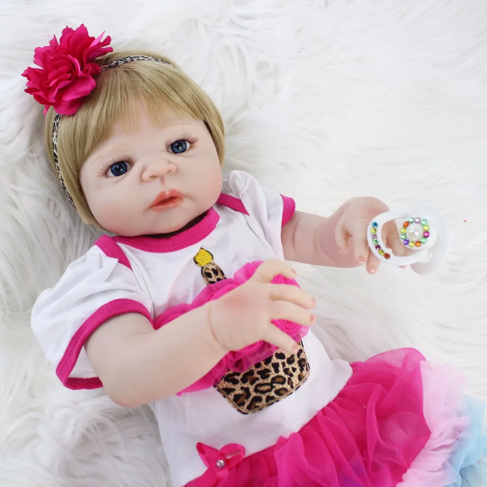 55 см полный силикона Reborn Baby Doll игрушка как настоящие девушка Bonecas виниловые