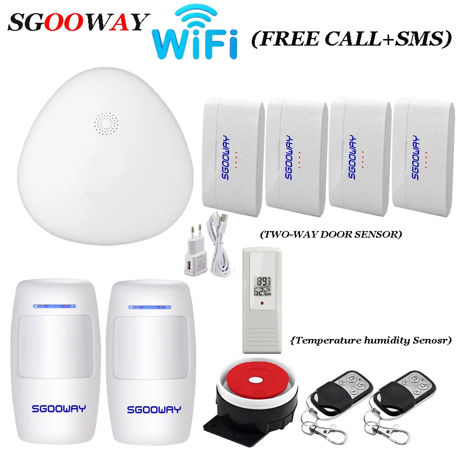 V10 Bundle G Sgooway 433 МГц беспроводная Wifi домашняя охранная сигнализация с двухсторонними датчиками - Цвет: V10 Bundle G