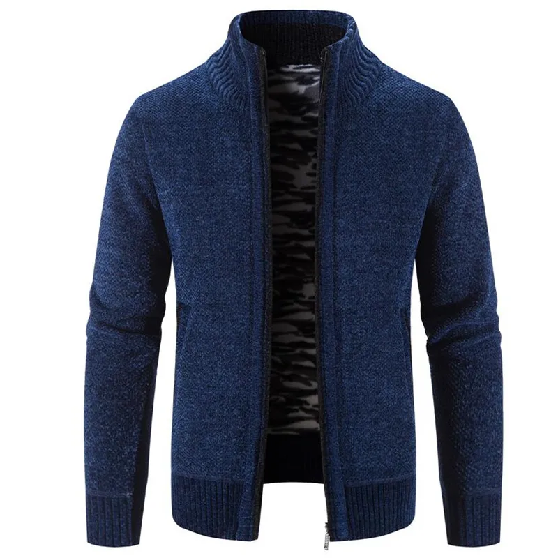 Male Autumn New Casual Jacquard Half Zip Sweater Cardigan Jacket Men Winter Long Sleeve Stand Collar Sweater Pullover Men S-3XL
