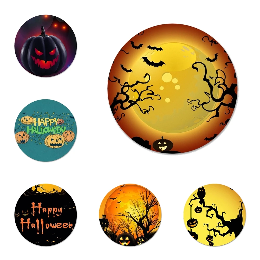 

Значки в виде тыквы летучей мыши на Хэллоуин, 58 мм, значки, украшения, броши, металлические значки для одежды, украшение для рюкзака