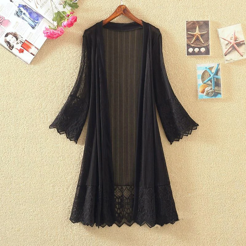 Кардиган кимоно Boho Пляжная рубашка женская пальто блузки модная солнцезащитная