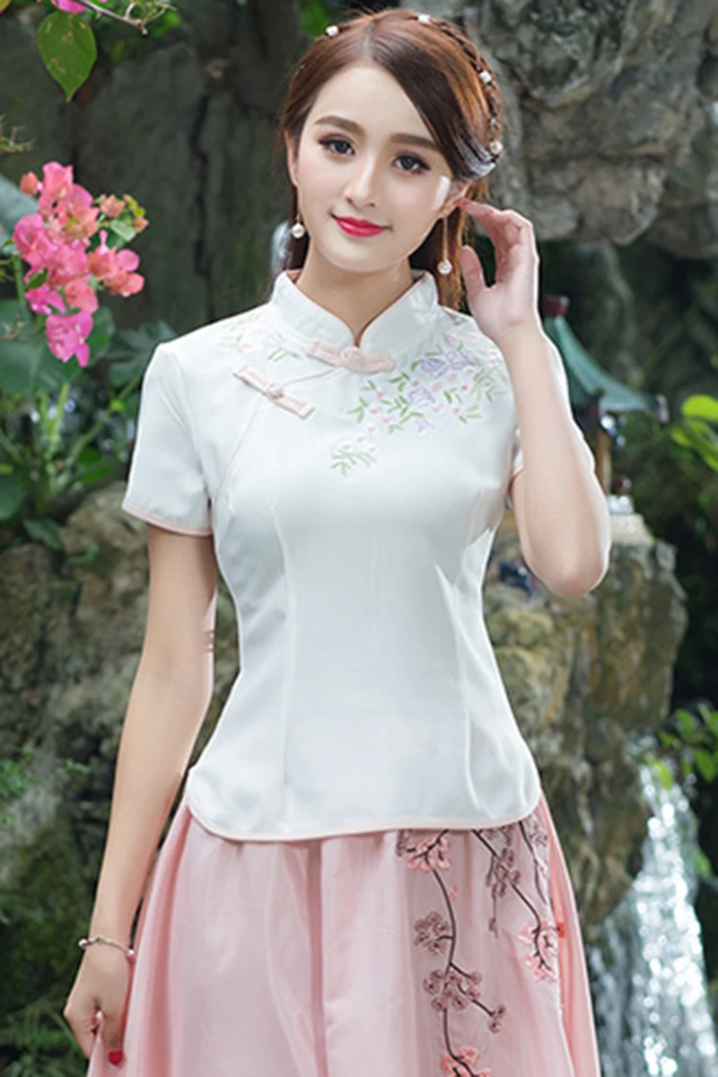 2020 избыточный воротник с пуговицами и вышивкой в виде цветка восстанавливает