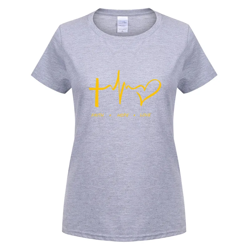 Женские новые летние Для женщин футболка Вера Надежда Любовь для христианина