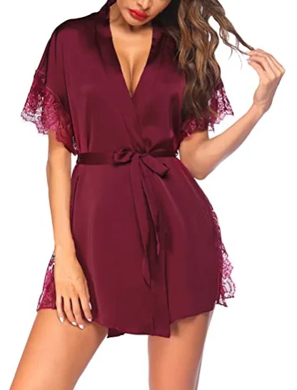 

2021 new women's pajamas fashion Nightgown home clothes foreign trade simulation silk foreign trade sexy one hair substitute