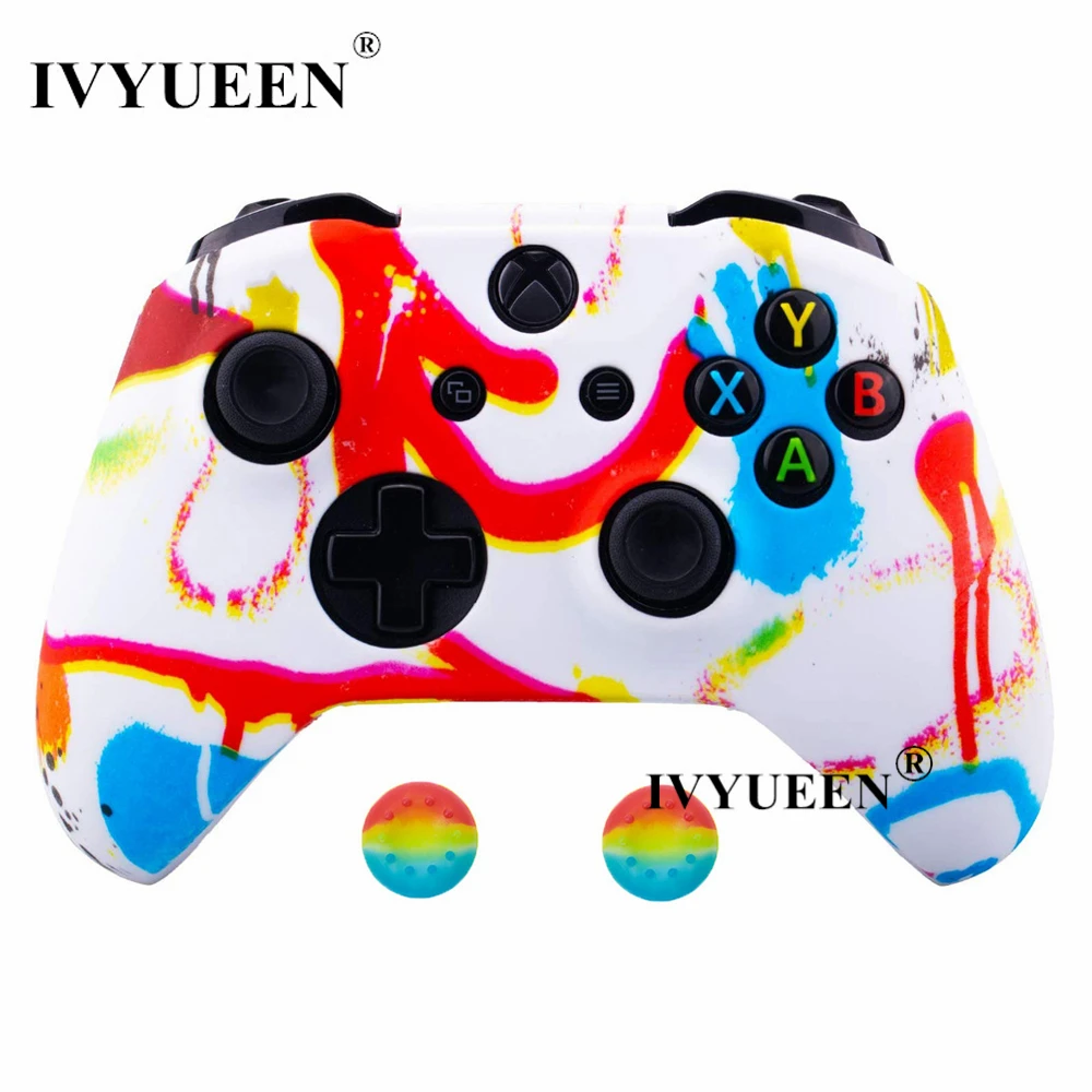 Graffiti E Силиконовый защитный чехол IVYUEEN для XBox One X S, защитный чехол для контроллера, камуфляжный чехол с принтом для переноса воды - Цвет: Graffiti E