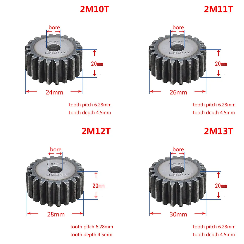 

1PCS 2 Modulus 10T-25T Spur Gear Metal Gear Rack 45# Steel Thickness 20mm