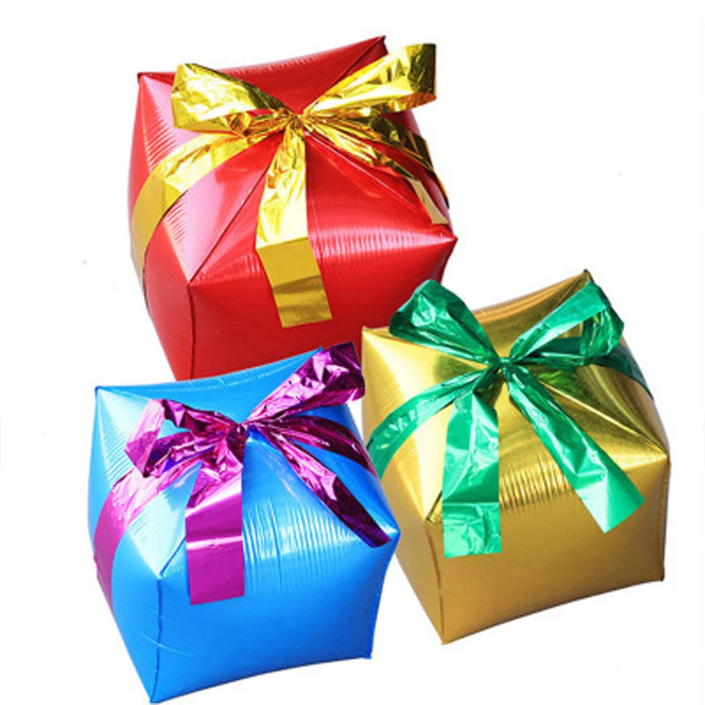 Подарок кубик воздушный шарик из фольги в форме украшения для рождественской