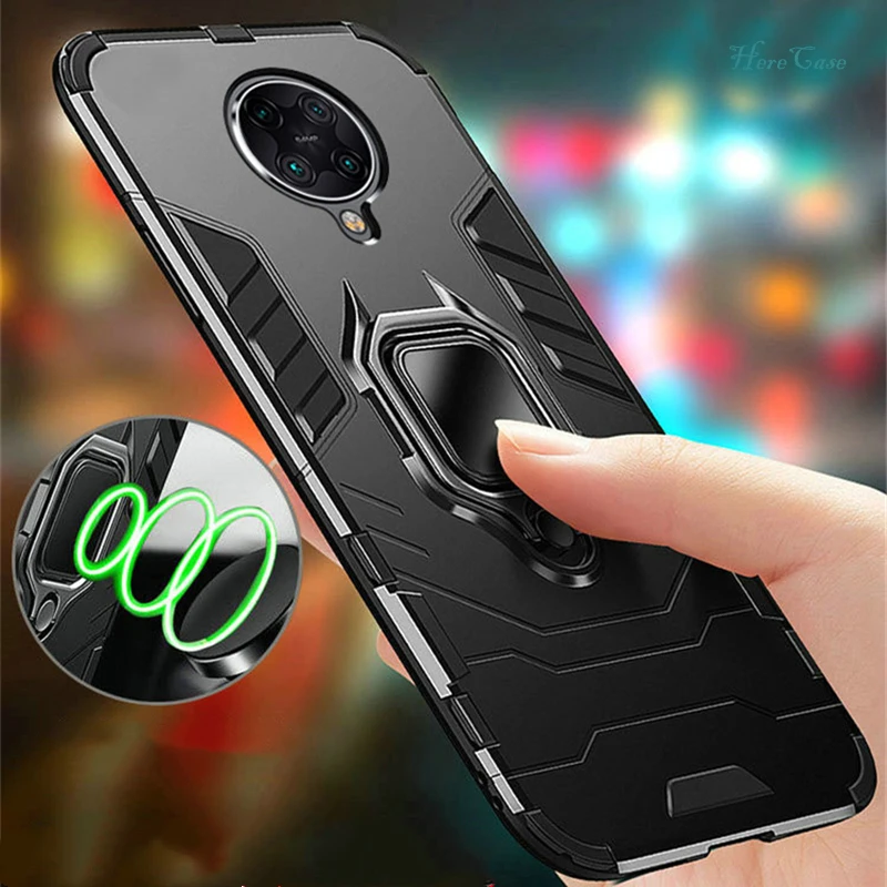 

Hybrid Rugged Armor For Xiaomi Pocophone f2 Pro Case Kickstand With Metal Finger Ring Shock Proof Cover For MI Poco X3 Cases