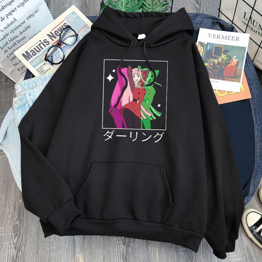 

Darling In The Franxx Print Hoodies Woman Oversize Loose Vintage Clothes Anime Zero Two Harajuku Cartoon Korean Fashion Tops