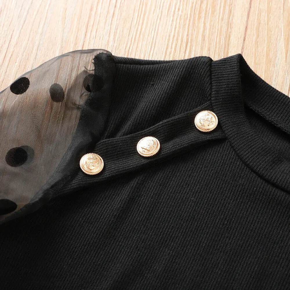 Женский сетчатый свитер в горошек с пышными рукавами Модный пуловер длинными и